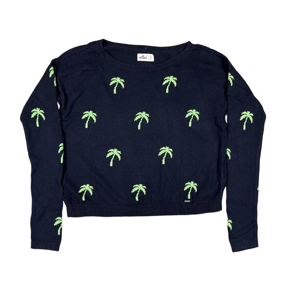 Hollister Womens Black & Green Palm Tree Sweater Size Small - Picture 1 of 5